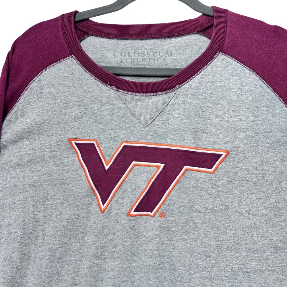 Colosseum Athletics T-Shirt Virginia Tech Mens XL Grey Maroon Preppy Collegiate